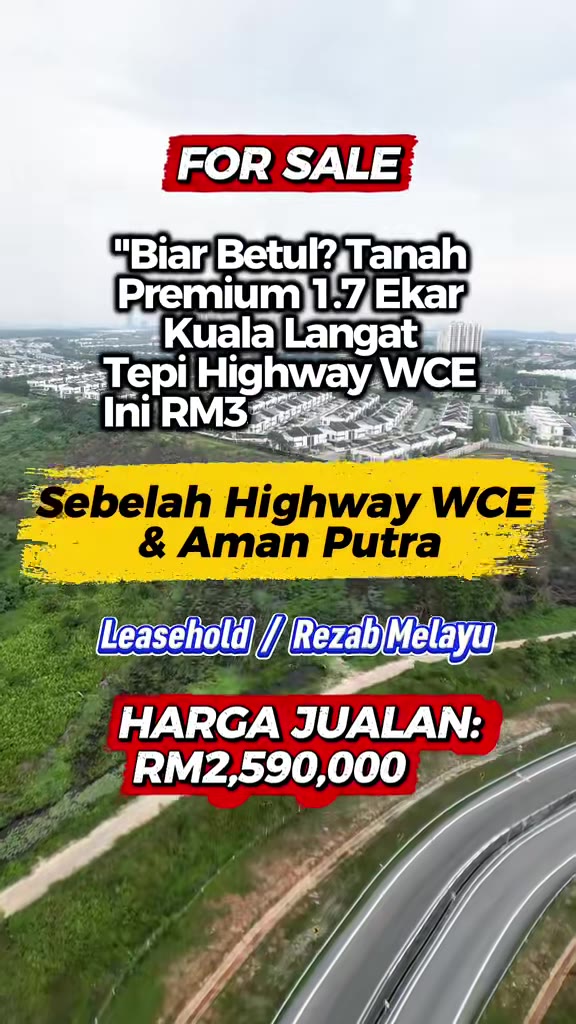 Pening Cari Tanah Murah Tepi Highway? Tanah Rata 1.7 Ekar di Teluk Panglima Garang Ini Sedia Dijual, Harga Berbaloi Sumpah Tak Rugi!